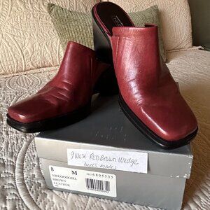 Franco Sarto – Redish Brown leather wedge mule 8M